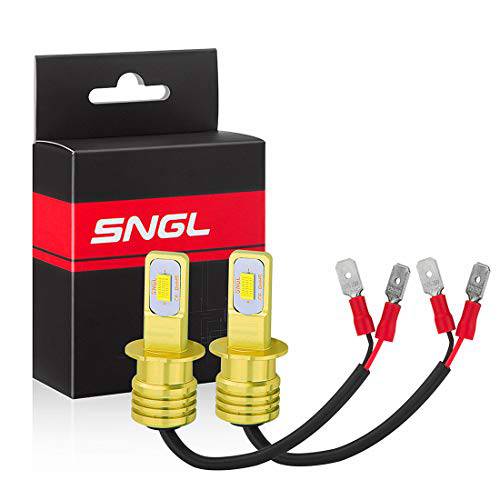 SNGL H3 LED 포그라이트, 안개등 전구 yellow 3000k 익스트림 브라이트 하이 파워 H3 LED 전구 DRL or 포그라이트, 안개등 램프 교체용 (팩 of 2)