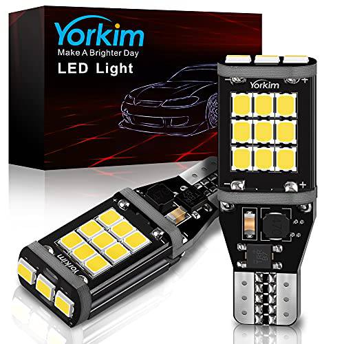 Yorkim 921 LED 전구, CANBUS 에러 프리 브레이크 라이트 전구, 울트라 브라이트 921 LED 전구 리버스 라이트, 21-SMD 2835 칩 자동차 LED 교체용 전구 T15 912 906 904 902 W16W, 팩 of 2, 화이트