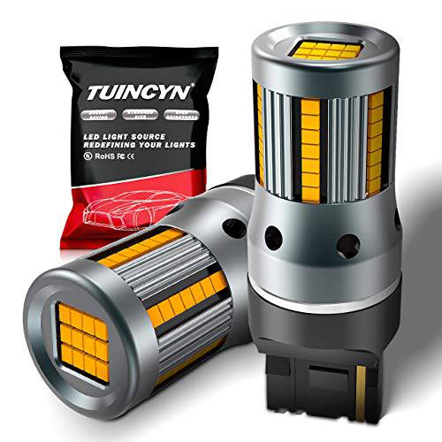 TUINCYN 7440 7440NA LED 전구 CANBUS 프리 앰버옐로우, 노란색 WY21W T20 회전 신호 라이트 Built-in 하이 디코딩 율 부하저항기 54pcs LED 크리 칩 안티 하이퍼 플래시 에러 코드 Blinkers(Pack of 2)