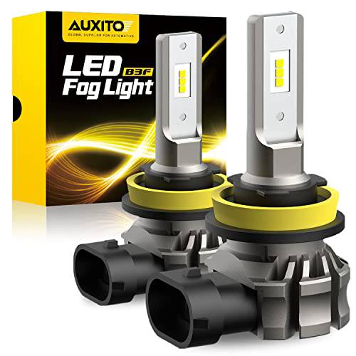 AUXITO H11/ H8/ H16 LED 포그라이트, 안개등 전구 or DRL, 6000 루멘 6500K 쿨 화이트 라이트, 300% 밝기, CSP LED 칩 안개등 교체용 자동차, 플레이 and 플러그 (팩 of 2)
