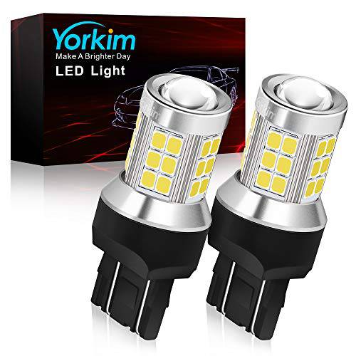 Yorkim 7443 led 전구, 슈퍼 브라이트 7440 led 전구 T20 LED 전구 프로젝터 교체용 led 리버스 깜박이 브레이크 테일라이트, 후미등, 6000K 제논 화이트, 팩 of 2