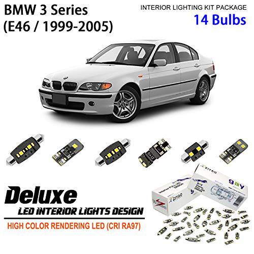 ZPL2346 (14 전구) 디럭스 LED 인테리어 라이트 키트 6000K 제논 화이트 돔 라이트 전구 교체용 BMW 3 시리즈 E46, 1999-2005 세단/  쿠페 (316i 318i not 호환)