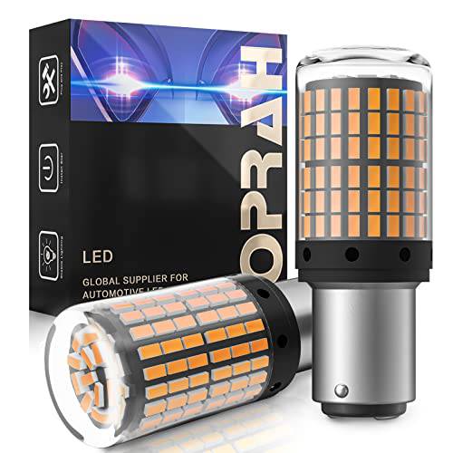 OPRAH 1157 LED 전구 노란색 2057 2357 7528 BAY15D LED 방향지시등 전구 144 SMD 프로젝터 교체용 회전 신호 깜박이 라이트 사이드 마커 Light(Pack of 2)