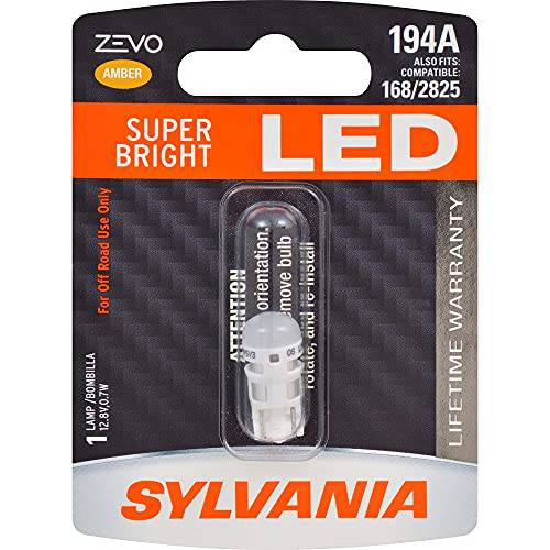 SYLVANIA - 194 T10 W5W ZEVO LED 노란색 전구 - 브라이트 LED 전구, Ideal 인테리어 라이트닝 (포함 1 전구)