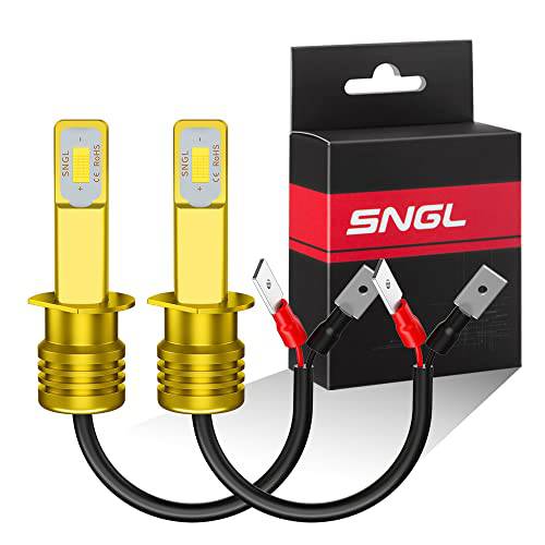 SNGL H1 LED 안개등 yellow 3000k 익스트림 브라이트 하이 파워 H1 LED 전구 DRL or 포그라이트, 안개등 램프 교체용