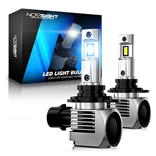 Novsight 9012 LED 헤드라이트전구, 전조등 20000 루멘, 무선 600% 밝기 HIR2 LED 전구 하이 and 로우 빔 변환 키트, 90W 6500K 쿨 화이트 할로겐 교체용, 플러그 and 플레이, 팩 of 2