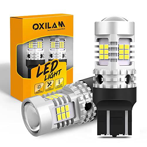 OXILAM 7440 7443 LED 전구 화이트 리버스 라이트, 4000LM 500% Brighter, 7441 7444 T20 W21W LED 램프 교체용 백업 테일 브레이크 주차 라이트 and DRL (팩 of 2)