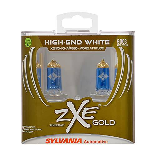 SYLVANIA - 9003 (HB2, H4) SilverStar zXe 골드 고성능 할로겐 헤드라이트전구 - 헤드라이트, 전조등&  포그라이트, 안개등, 브라이트 화이트 출력, Best HID 대용, 제논 청구됨 테크놀로지 (포함 2 전구S)