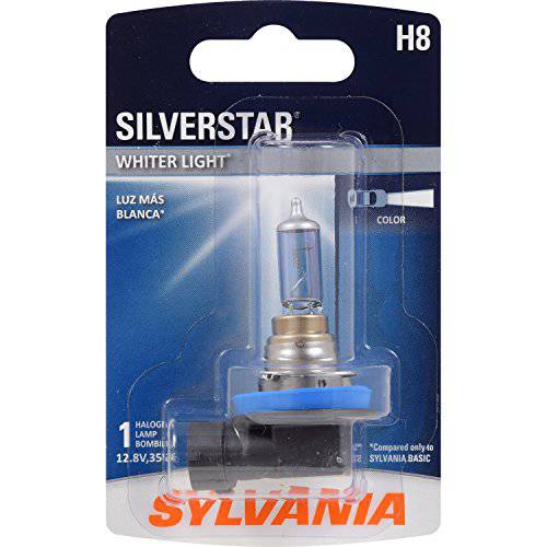 SYLVANIA - H8 SilverStar 안개등 - 고성능 할로겐 헤드라이트,전조등 전구, Brighter Downroad Whiter 라이트 (포함 1 전구)