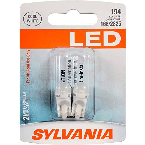 SYLVANIA - 194 T10 W5W LED 화이트 미니 전구 - 브라이트 LED 전구, Ideal 인테리어 라이트닝 - 맵, 돔, 카고 and 특허 플레이트 (포함 2 전구S)