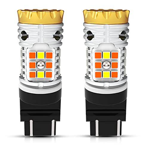 LASFIT 4257 LED 전구 전환 전면 회전 신호 Canbus Ready 빌트인 저항기 2022 Maverick XL XLT, 노란색 깜박이 화이트 낮 런닝 라이트 DRL (2 팩 )
