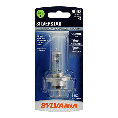 SYLVANIA 9003 (Also fits H4) SilverStar 고성능 할로겐 헤드라이트전구, (포함 1 전구), 화이트 (9003ST.BP)