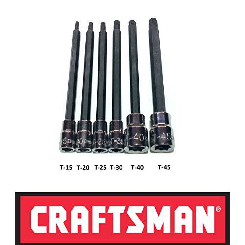 New Craftsman 6 Pc 1/ 4& 3/ 8 롱 암 Torx/  스타 비트 소켓 세트