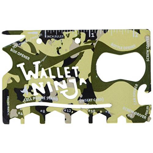 Wallet Ninja 18-in-1 Multi-purpose 신용 카드 사이즈 포켓 툴 (카모)