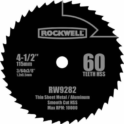 Rockwell RW9282 4 1 2-Inch 60T 고속 스틸 컴팩트 원형 톱날