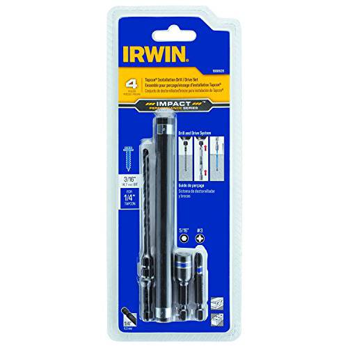 IRWIN 툴 1888628 충격 퍼포먼스 시리즈 콘크리트 스크류 Drill-Drive 설치 세트 1/ 4-Inch 스크류, 4-Piece