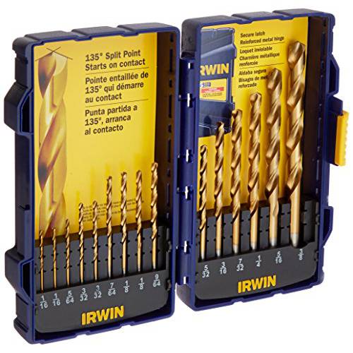 Irwin Tools 4935607 티타늄 코팅 High-Speed 스틸 드릴 비트 세트, 프로 케이스, 15-Piece