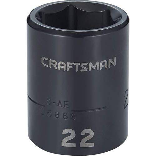 Craftsman Shallow 임팩트소켓, 육각비트소켓 미터법 1 2-Inch 드라이브 22mm CMMT15869 Black Oxide