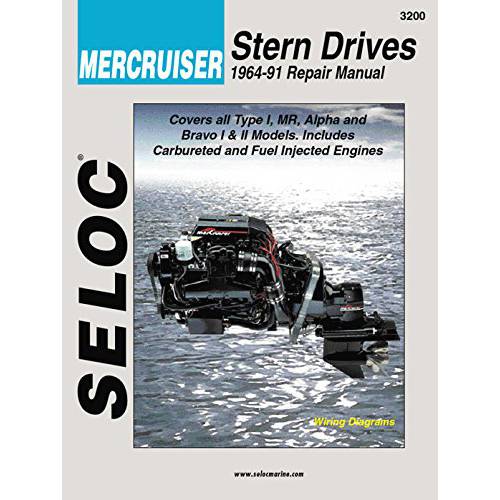 Sierra International Seloc 수동 18-03200 Mercruiser Stern 드라이브 수리 수동 (1964-1991) 타입 I, Mr,  알파& Bravo I& II 모델, 포함 Carbureted&  연료 Injected 엔진