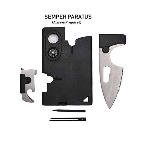 Semper Paratus  포켓 나이프 신용 카드 공구세트 10 in 1 Multi-Function 생존 카드 툴 지갑 나침반 캠핑, 등산, 아웃도어, 어업 or Life 응급상황