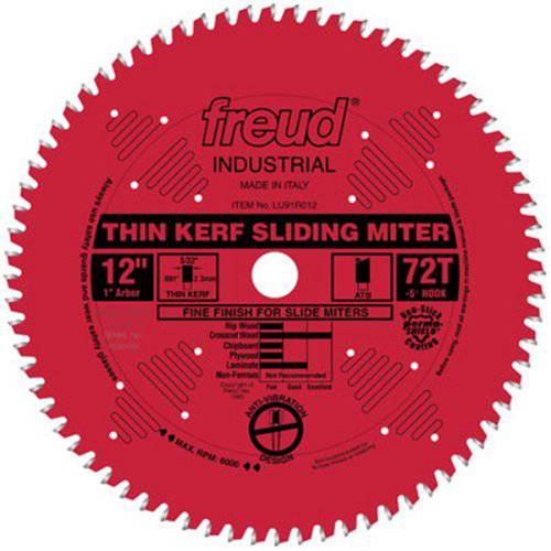 Freud 12 x 72T Thin Kerf 슬라이딩 컴파운드 마이터쏘 블레이드 (LU91R012)