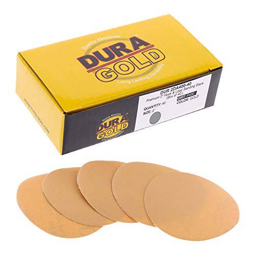Dura-Gold - 프리미엄 - 400 그릿 2 골드 후크&  루프 원형사포 DA 샌더스 - 박스 of 40 사포 피니싱 원형 자동차 and 목공