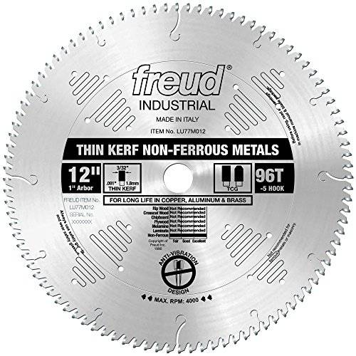Freud 12 x 96T Thin Kerf Non-Ferrous 메탈 블레이드 (LU77M012)
