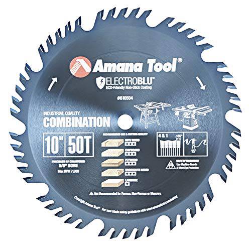 Amana Tool - 610504C Electro-BLU 카바이드 팁 콤비네이션 Ripping& Crosscut 10 D