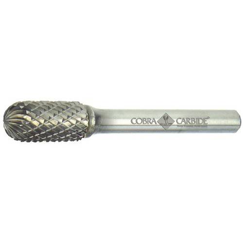 Cobra Carbide 10447 마이크로 그레인 솔리드 카바이드 Cylindrical 레귤러 Length Burr Radius End, 이중 Cut, 쉐입 C SC-2, 1/ 4 생크 직경, 5/ 16 헤드 직경, 3/ 4 커팅 Length (팩 of 1)