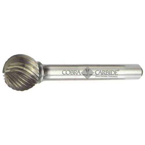 Cobra Carbide 10543 마이크로 그레인 솔리드 카바이드 Burr 볼 End, 싱글 Cut, 쉐입 D SD-42, 1/ 8 생크 직경, 1/ 8 헤드 직경, 1/ 8 커팅 Length (팩 of 1)