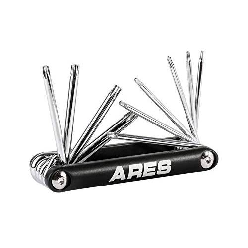 ARES 44000-10-Piece Tamper-Proof 접이식 스타 키 세트 - 사이즈 포함 T-6 to T-30 - Corrosion-Resistant CR-V 스틸 공사현장