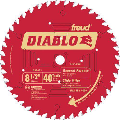 Freud D0840S Diablo 8-1/ 2-Inch 40 톱니 ATB 파인,가는 피니싱 마이터쏘 블레이드 5/ 8-Inch Arbor