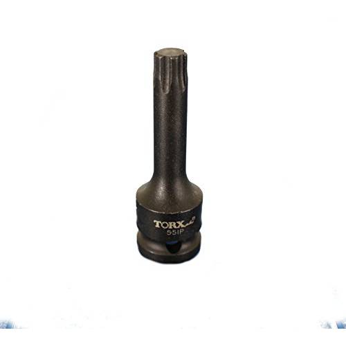 TEMO IP55 3 인치 (76 mm) 롱 블랙 충격 Torx 플러스 6 심 소켓 비트 1/ 2 인치 (12.7 mm) 사각 드라이브 오토 수리 툴
