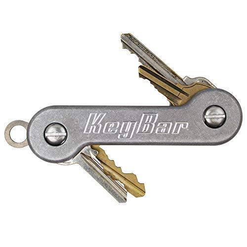 KeyBar | 매일 Carry 컴팩트 키 홀더 Multi-Tool and 키체인,키링,열쇠고리 오거나이저,수납함,정리함 포켓 클립 (Holds up to 12 키) Stonewashed 알루미늄