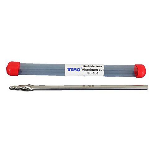 TEMO SF-5L6 NF 알루미늄 Cut 카바이드 회전식 Burr 화일,파일, 1/ 2 인치 (12.7 mm) 헤드 라운드 트리, 1/ 4 인치 (6.35 mm) 직경 6 인치 (152 mm) 롱 생크