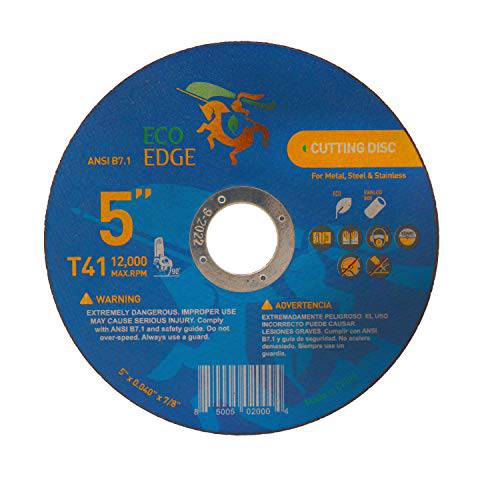 Eco Edge 10-Pack 5-Inch Cut Off 휠: 사이즈 5x0.045x7/ 8 알루미늄옥사이드 이중 한층더강화된 우수한 듀러블 커팅 휠 앵글 그라인더, 타입 41,  매우얇은, Cut 메탈&  스테인레스 스틸