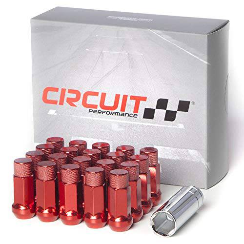 Circuit Performance  단조 스틸 Extended 육각 러그 너트 애프터마켓 휠: 1/ 2-20 레드 - 20 피스 세트+  툴