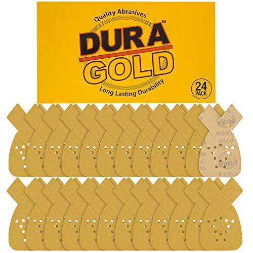 Dura-Gold - 프리미엄 후크&  루프 - 24 시트 of 220 그릿 12-Hole 후크&  루프 샌딩 시트 마우스 샌더스 - 박스 of 24 시트 fits 블랙 and 데커 마우스 샌더스