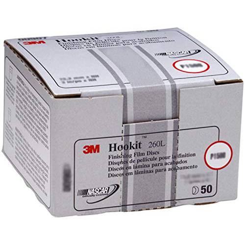 3M Hookit 피니싱 필름 연마제 디스크 260L, 00909, 3 in, P1000, 50 원형 per carton