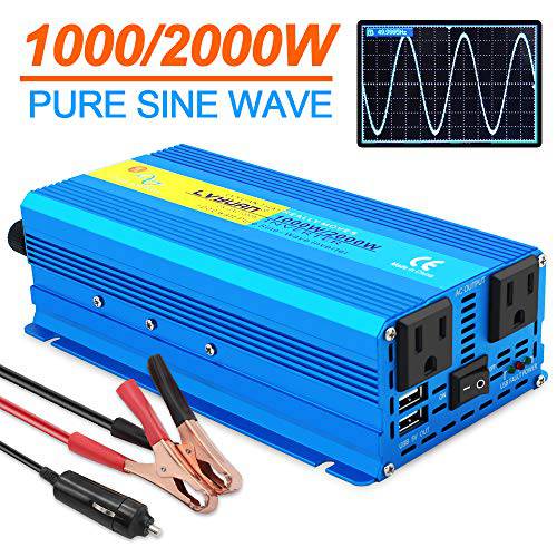 Yinleader 1000W 퓨어 사인 Wave 차량용 파워 인버터 dc 12V to 110V ac 차량용 컨버터, 변환기 듀얼 AC Outlets and 듀얼 USB 충전 포트