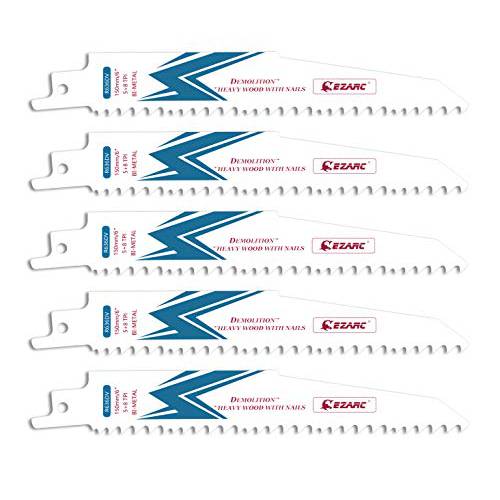 EZARC  컷소 블레이드 양- 메탈 코발트 Sabre 톱날S  우드&  메탈 철거 6-Inch 5+ 10TPI R636DV (5-Pack)