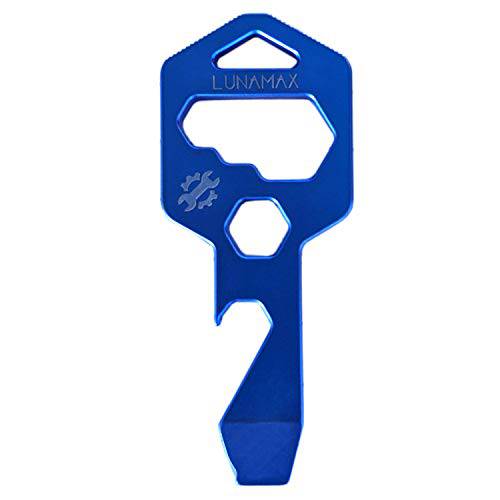 Lunamax Mighty Key-TITANIUM 8 in 1 Multi-Tool 키체인,키링,열쇠고리- 강력, 경량, 모든- in-One 병따개, 납작한 드라이버, 렌치, 박스 커터, and 육각드라이버 (블루)