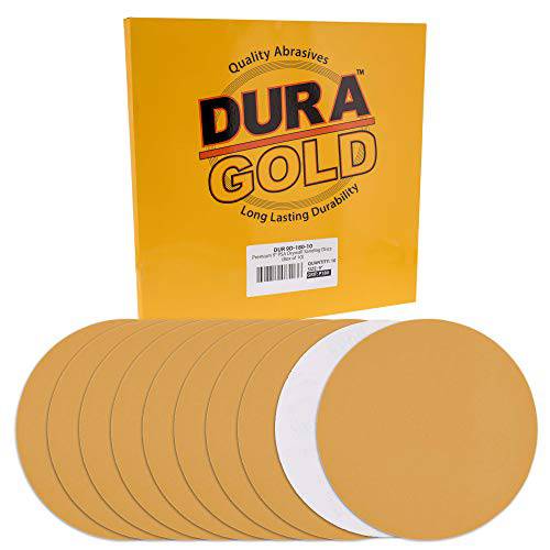 Dura-Gold  프리미엄 9 건식벽체 원형사포 - 180 그릿 (박스 of 10) - 사포 원형 PSA 셀프 접착 스티키백, High-Performance 고속 커팅 알루미늄옥사이드 연마제 - 건식벽체 파워 샌더