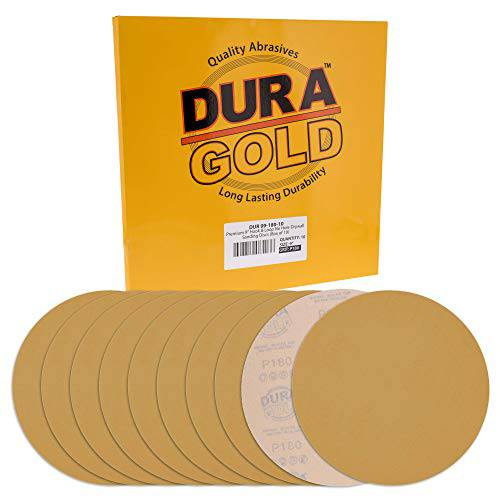 Dura-Gold  프리미엄 9 건식벽체 원형사포 - 180 그릿 (박스 of 10) - High-Performance 사포 원형  후크&  루프 백킹, 고속 커팅 알루미늄옥사이드 연마제 - 건식벽체 파워 샌더, 우드