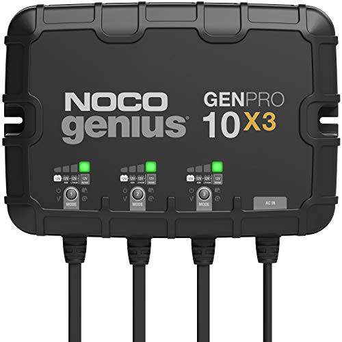 NOCO Genius GENPRO10X3, 3-Bank, 30-Amp (10-Amp Per 뱅크) Fully-Automatic 스마트 선박 충전기, 12V 온보드 배터리 충전기, 배터리 메인테이너 and 배터리 탈황제 온도 보상