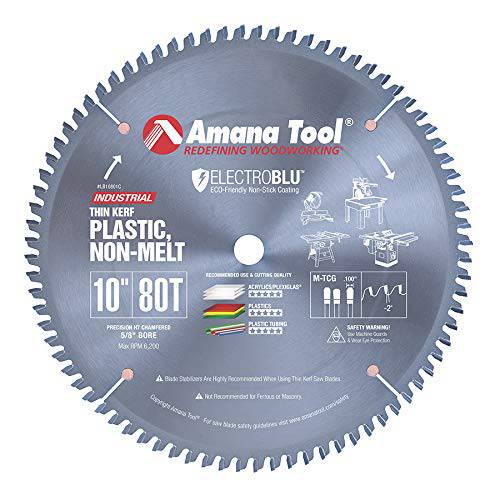 Amana 툴 - LB10801C Electro-BLU 카바이드 팁 Non-Melt 플라스틱 10 Dia x 80T M-Tcg