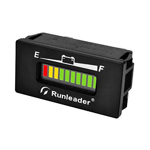 Runleader 12V to 48V LED 배터리 연료 게이지 미터, 배터리 State of 충전& discharge 클럽 자동차 지게차 스크러버 머신 여행용 트레일러 Go-Kart and 바닥 케어 장비. (RL-BI029-36V)