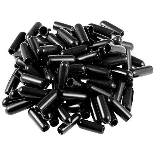 50pcs 스크류 스레드 프로텍터 2mm ID 러버 라운드 엔드캡 커버 플렉시블 튜브 캡 배관 팁, 15 mm 롱 (Black，Inner Dia 2mm)