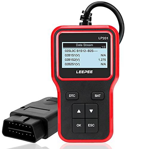 LEEPEE LP201 OBD2 코드 리더기 스캔 툴, 자동차 OBDII 스캐너 체크 엔진 결점 코드 리더, 리더기, 플러그 and 플레이 디지털 디스플레이 자동차 진단 툴 EVAP/ 배터리 테스트