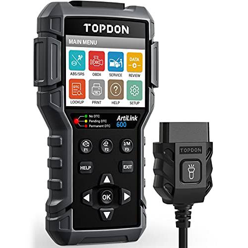 TOPDON AL600 OBD2 스캐너 코드 리더, 리더기 액티브 테스트 |ABS& SRS 진단| 자동차 정비 Reset 서비스 of 오일, BMS, SAS| 풀 OBD2 기능 | 라이프타임 프리 업데이트 | LED 라이트
